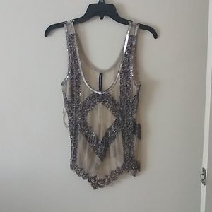 W118 BY WALTER Baker Beaded sequin tank XS